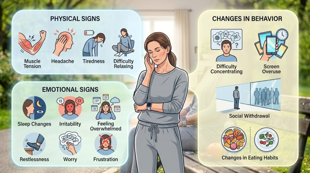Visual representation of physical emotional and behavioral signs of stress